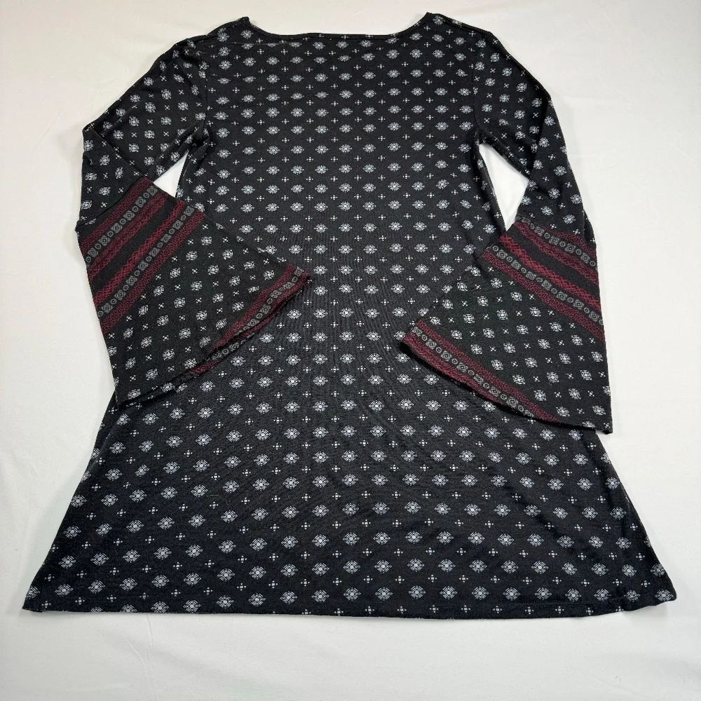 LOL Always Long Sleeve Knee Length Casual Dress Womens Size M Black Bell Sleeve - Picture 2 of 8